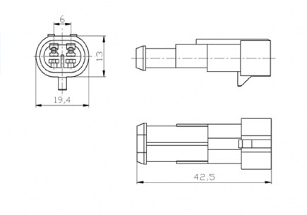 DJ7021-1.5-11 (18AWG 200mm) автомобильный соединитель RUICHI даташит схема